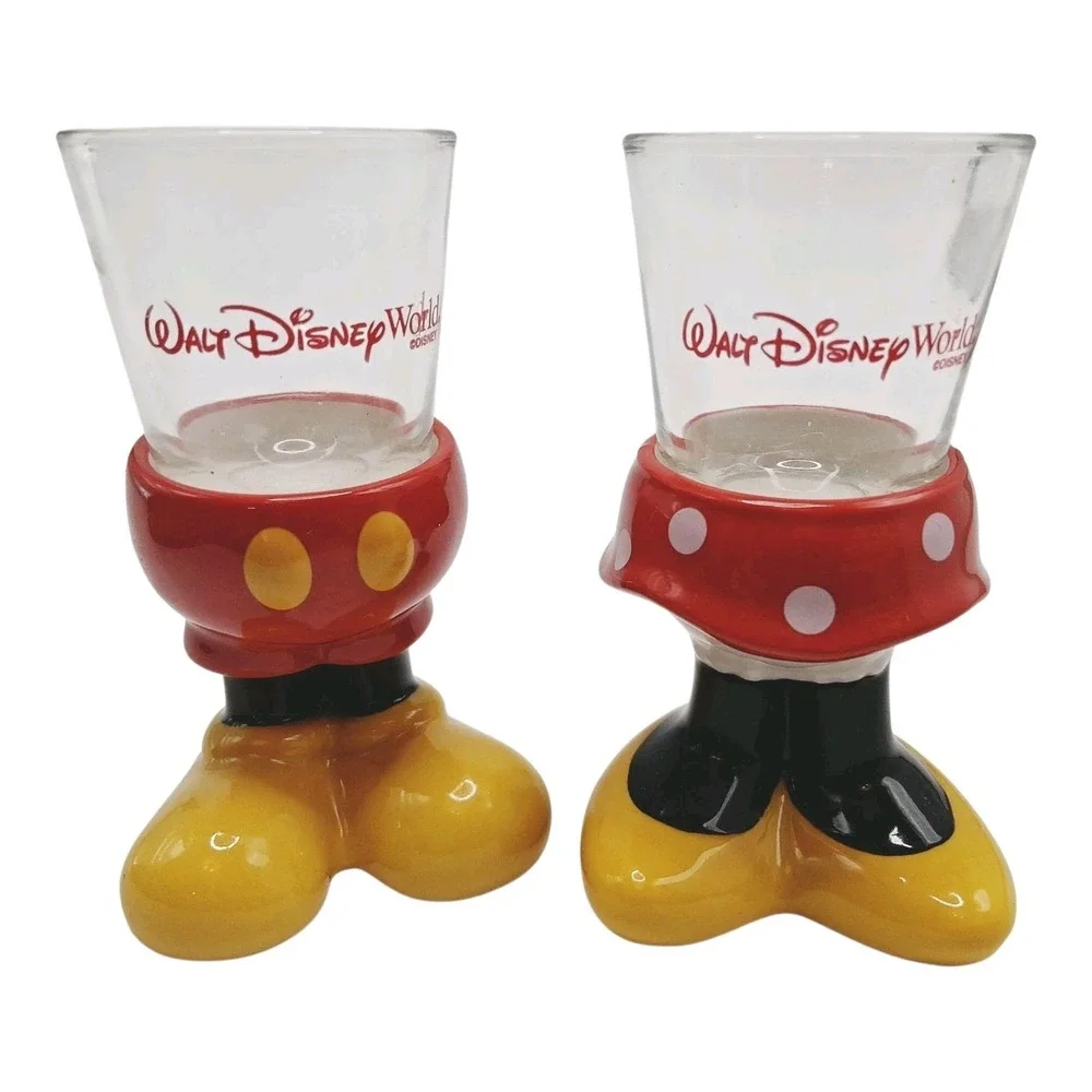 VTG Pair‎ Of Minnie and Mickey Mouse Shot Glasses Legs Feet Shoes WDW EXCLUSIVE